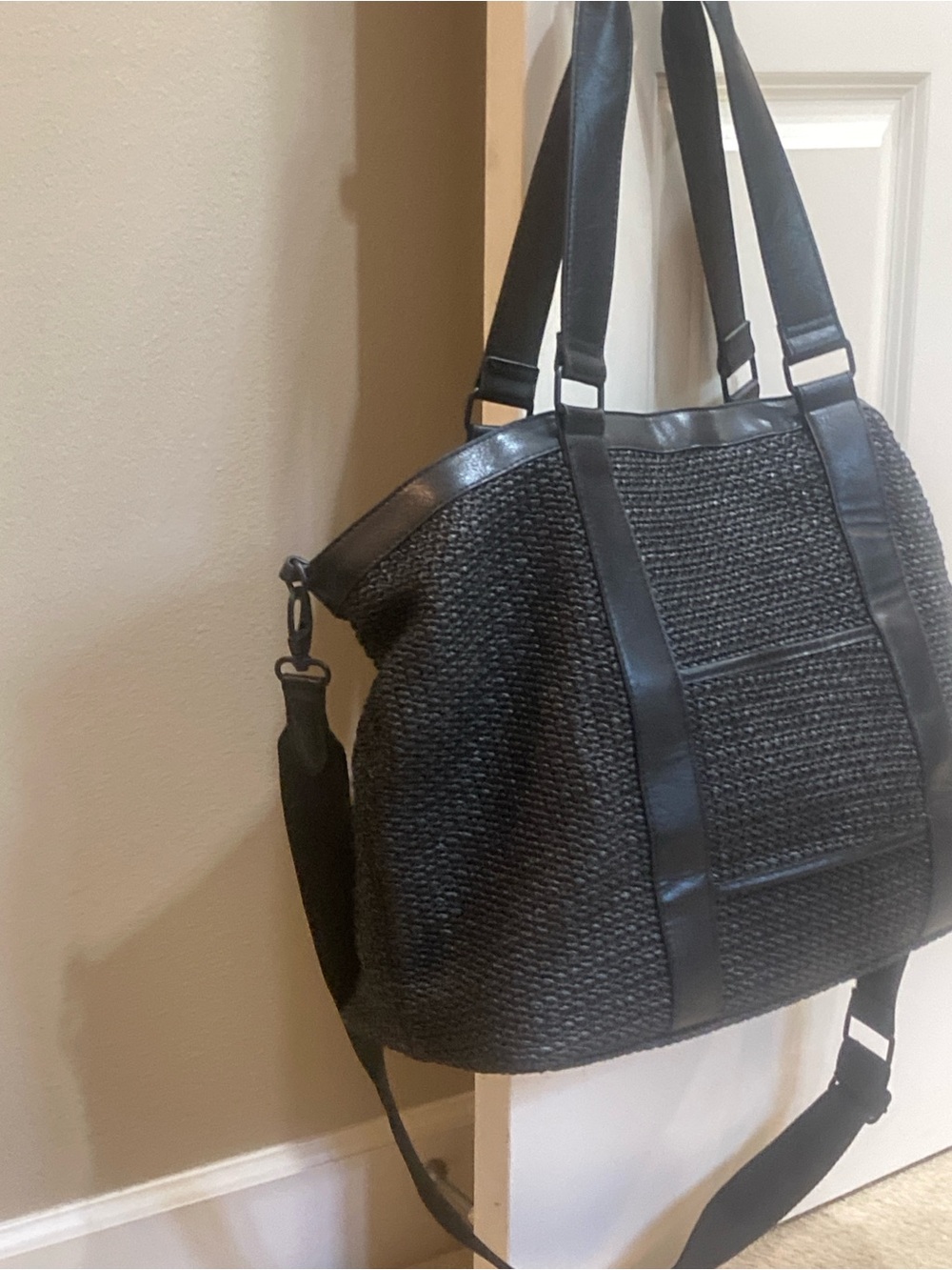 BEIS Black Woven Tote Bag